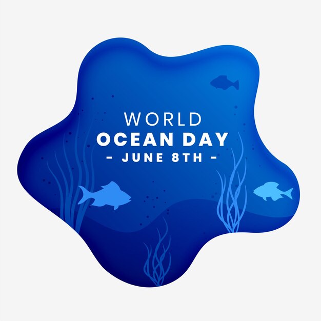 O fundo do dia mundial do oceano estilo de corte de papel salva a vida marinha