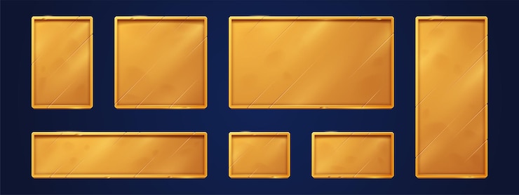 Vetor grátis o jogo de ouro assina placas de nome vazias placas douradas