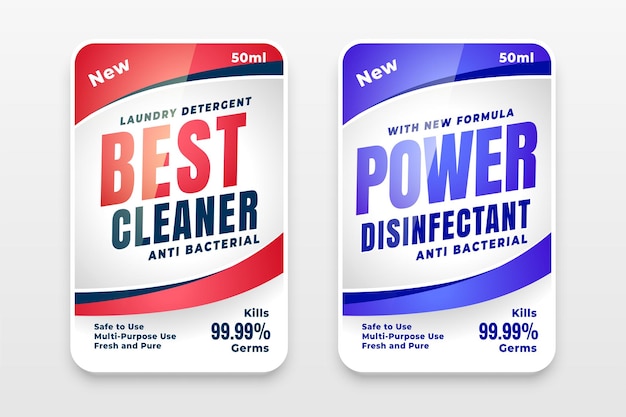 O melhor design de etiqueta de detergente mais limpo e poderoso
