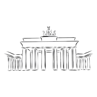 O portão de brandemburgo em berlim. ilustração de esboço desenhado à mão