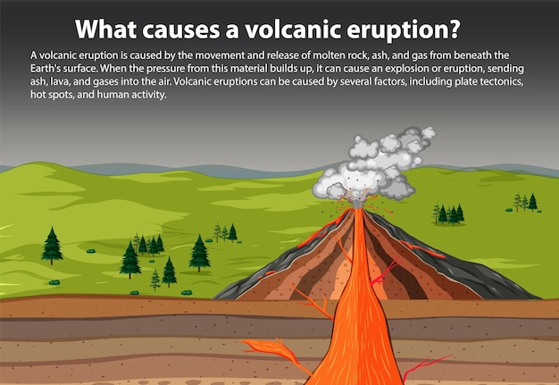 Vetor grátis o que causa uma erupção vulcânica