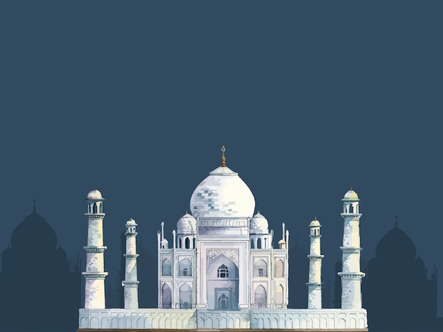 O Taj Mahal pintado por aquarela