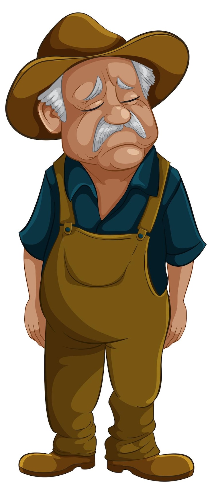 Vetor grátis o velho fazendeiro cansado na ilustração