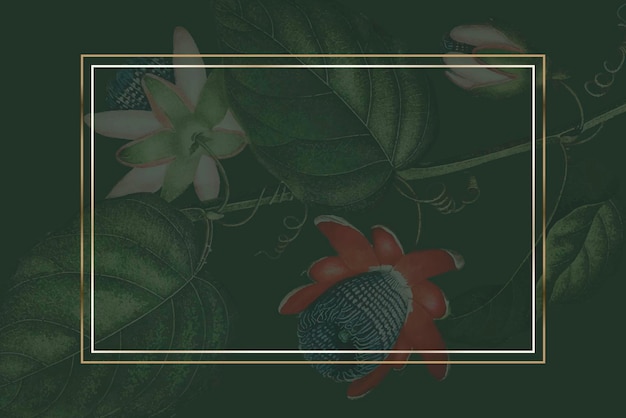 Vetor grátis o vetor de moldura de retângulo de flor de maracujá alado