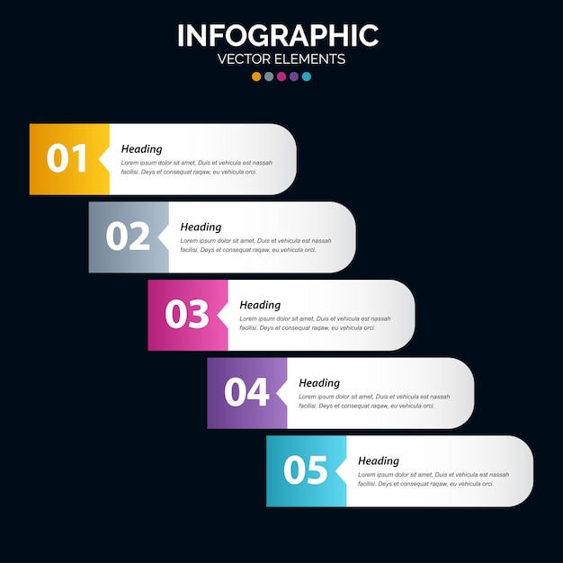 Vetor grátis o vetor e o marketing de design de infográficos em 5 etapas podem ser usados para o layout do fluxo de trabalho