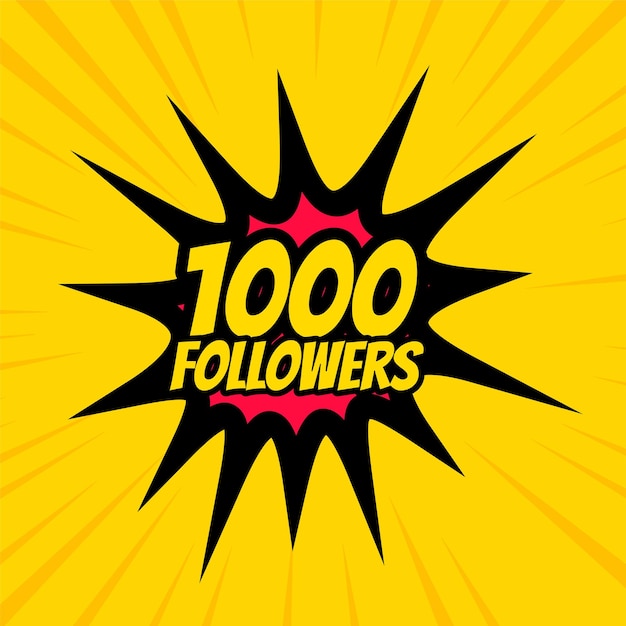 Obrigado 1000 seguidores comunidade de fãs fundo em estilo cômico