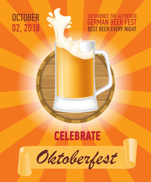 Octoberfest, design de cartaz de cerveja alemã