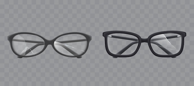 Óculos com vetor realista de vidro quebrado