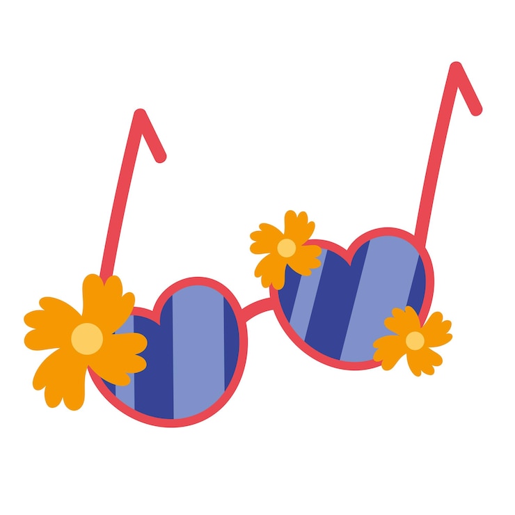 Vetor grátis óculos de sol de coração com flores