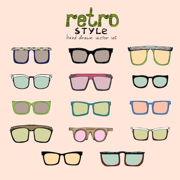 Óculos retrô vector hipster de cores diferentes