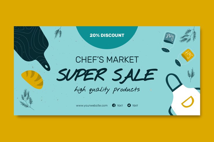 Vetor grátis ocupação de chef e modelo de banner de venda de carreira