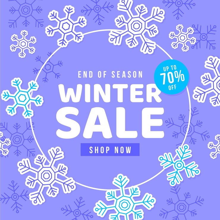Vetor grátis oferta de promoção de inverno plana