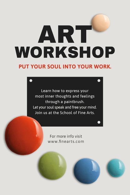 Oficina de arte modelo vetor cor pintura resumo cartaz de anúncio