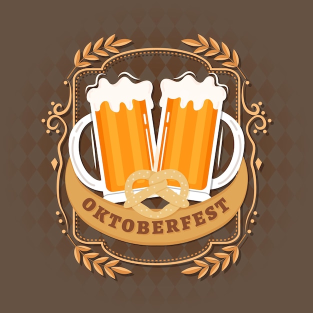 Vetor grátis oktoberfest com cervejas