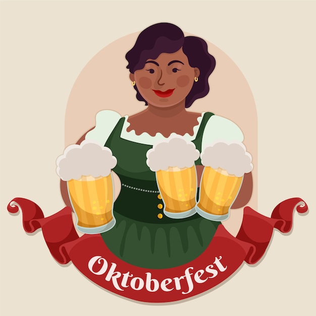 Vetor grátis oktoberfest ilustração plana desenhada à mão