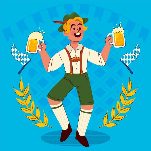 Oktoberfest ilustração plana desenhada à mão