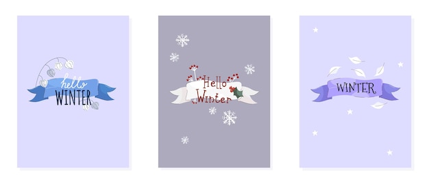Olá cartão de inverno com elementos de natal