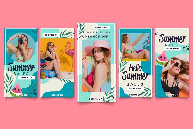 Olá coleção de histórias do instagram de venda de verão