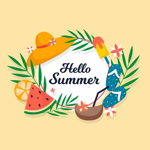 Olá design plano verão conceito
