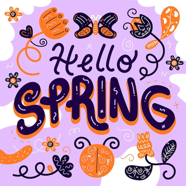 Olá estilo de letras de primavera
