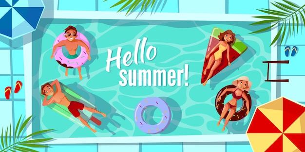 Vetor grátis olá ilustração de verão para cartão ou pôster sazonal.