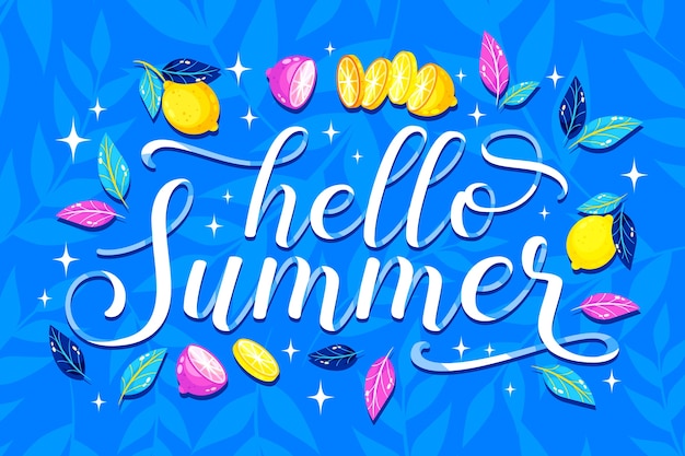 Olá letras de verão com limão