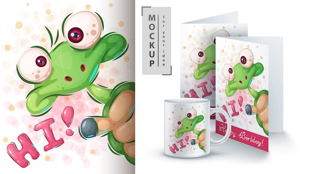 Olá, pôster e merchandising da tartaruga