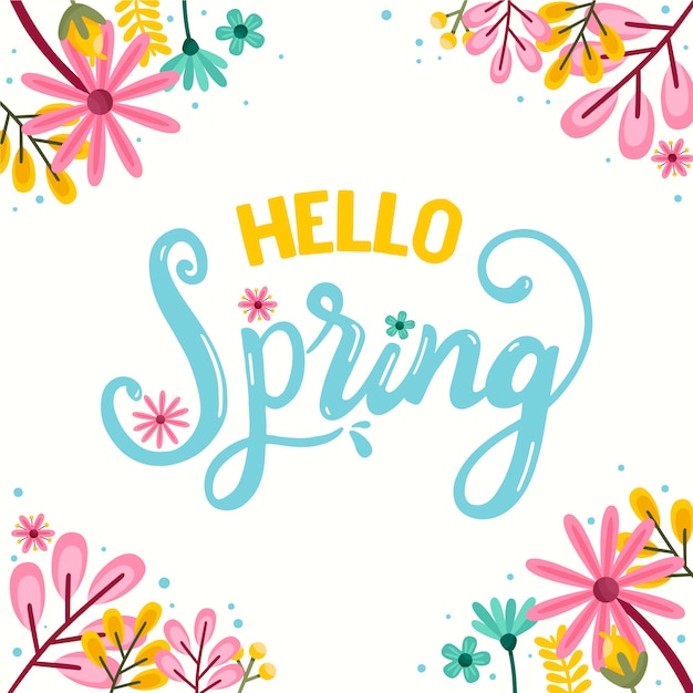 Olá tema primavera para letras com decoração