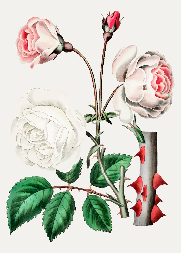 Vetor grátis old ayrshire rose