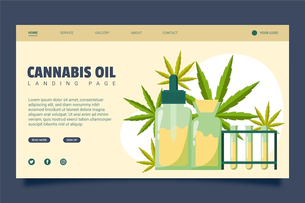 Vetor grátis Óleo de cannabis - página de destino