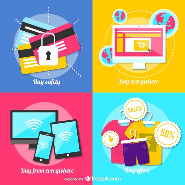 Vetor grátis on-line vector compras