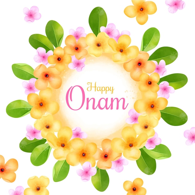 Onam aquarela decoração floral