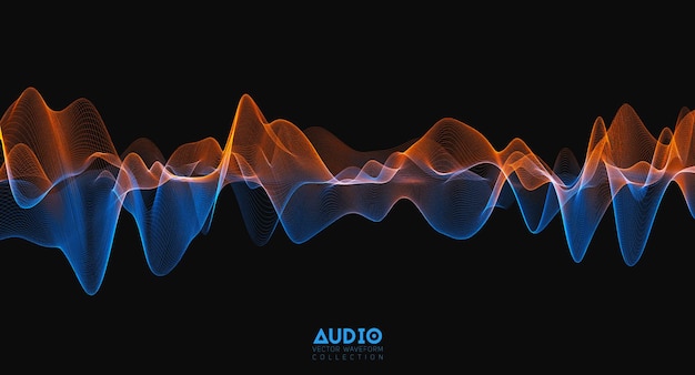 Vetor grátis onda sonora de áudio 3d. oscilação de pulso de música colorida. padrão de impulso brilhante.