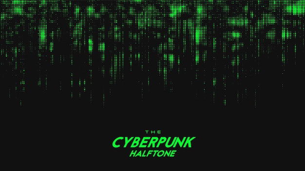 Onda sonora de meio-tom cyberpunk verde abstrato