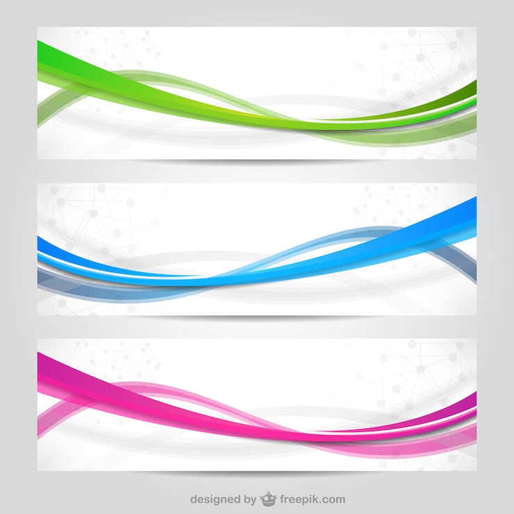 Vetor grátis ondas coloridas banners