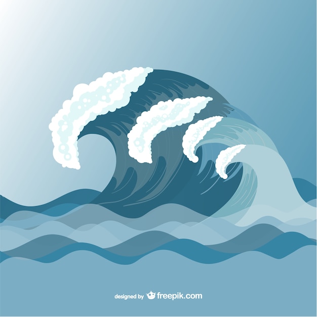 Vetor grátis ondas do mar modelo de desenho vetorial