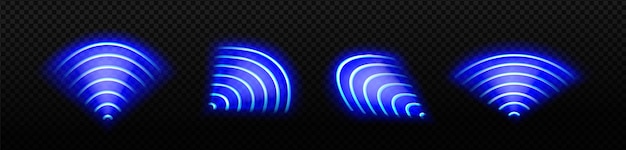 Ondas do sensor de sinal de néon azul de efeito de luz wifi