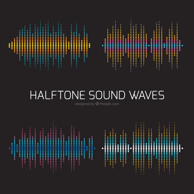 Vetor grátis ondas sonoras de intervalo mínimo grandes com cores diferentes