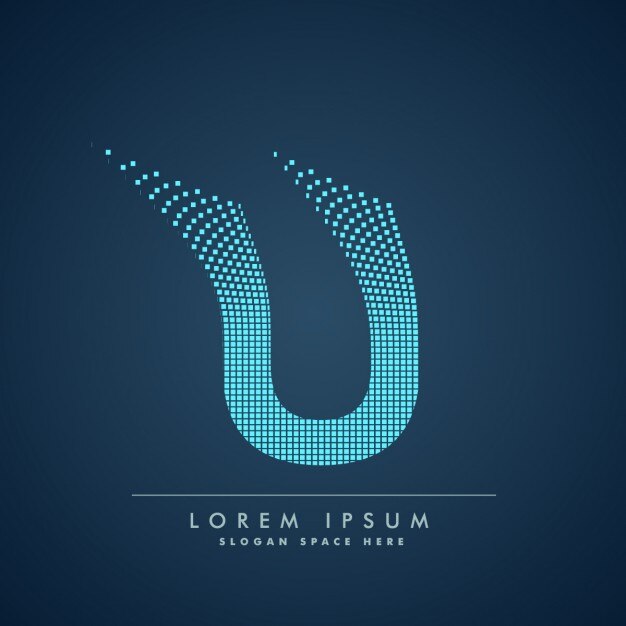 Vetor grátis ondulado letra u logotipo no estilo abstrato