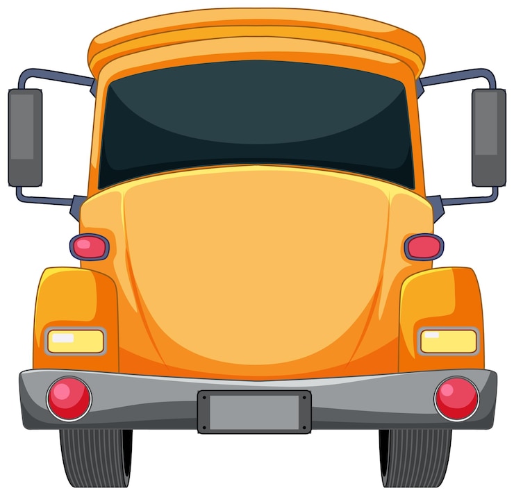 Vetor grátis ônibus escolar de desenho animado amarelo brilhante