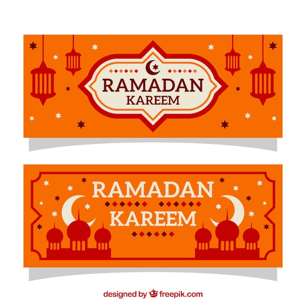 Orange ramadan kareem banner design