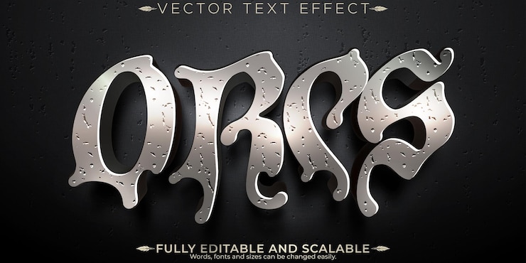 Vetor grátis orcs efeito de texto editável gigante editável e estilo de texto de fantasia