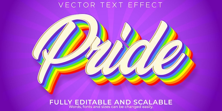 Vetor grátis orgulho retro, efeito de texto vintage, estilo de texto editável dos anos 70 e 80