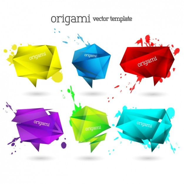 Vetor grátis origami bolhas coloridas do discurso coleção