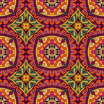 Ornamental padrão abstrato doodle sem emenda. projeto de fundo colorido floral festivo. ornamento de impressão tribal étnica geométrica Vetor Premium