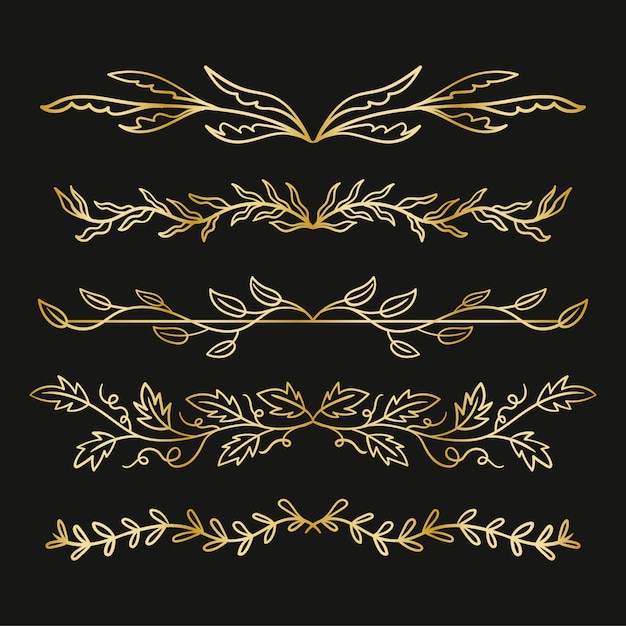 Vetor grátis ornamento de folhas douradas desenhadas à mão