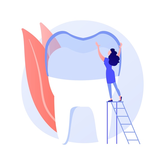 Os dentes usam ilustração em vetor conceito abstrato de instrutor de silicone. aparelho ortodôntico invisível, desgaste dos dentes de silicone, treinamento dentário, atendimento odontológico, método abstrato de tratamento de dentes apinhados, metáfora.