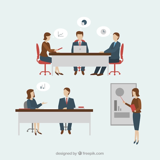 Os empregados que trabalham em estilo plano