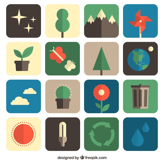 Vetor grátis os ícones ambientais para o dia da terra