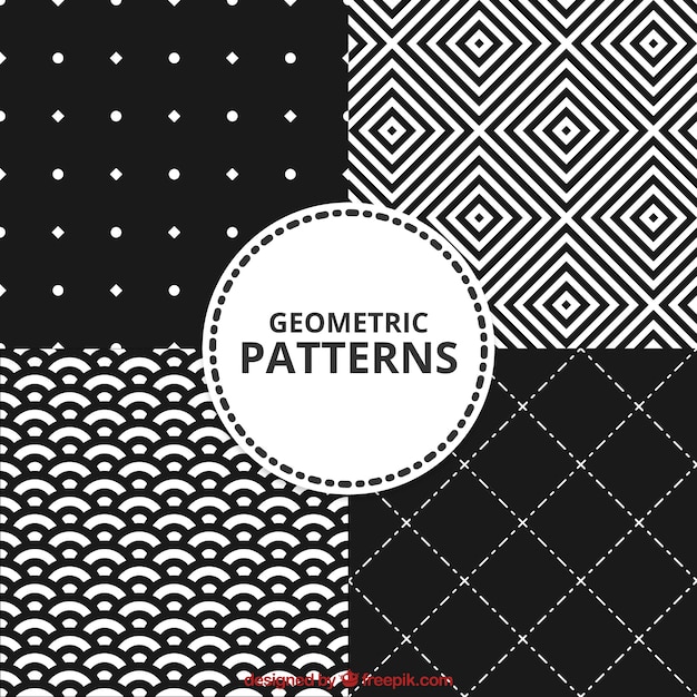 Vetor grátis os padrões geométricos em preto e branco
